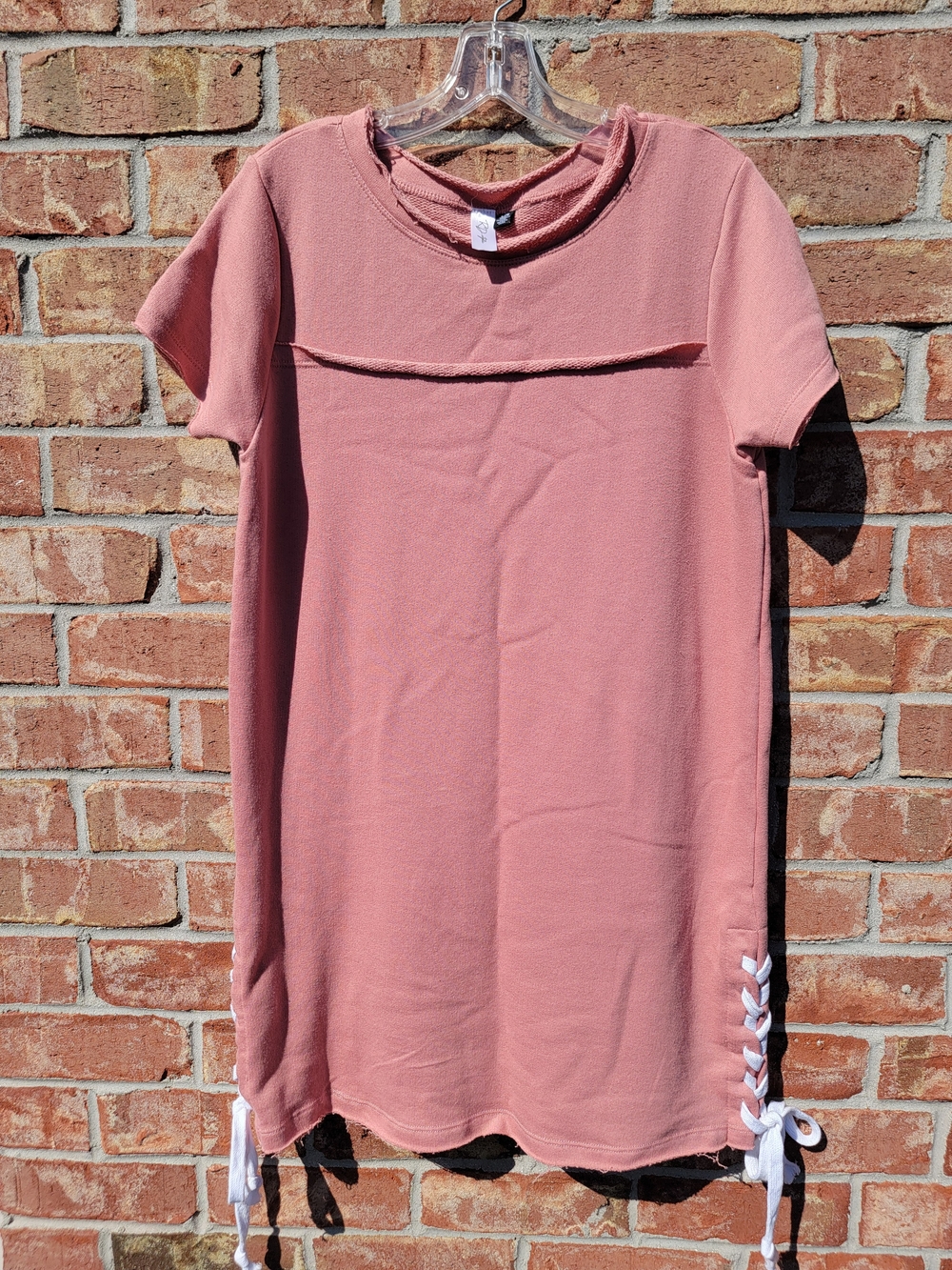 RD Style Dusty Rose Midi Dress with White Lace-Up Sides